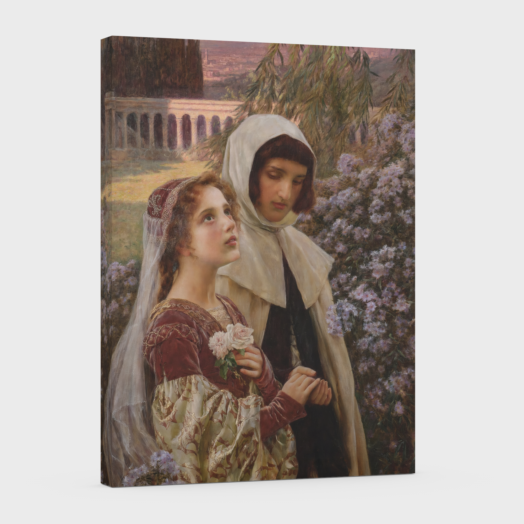 Dante y Beatriz -Cesare Saccaggi - Lienzo premium 430g (calidad de galeria)