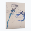 Gustav Klimt con bata de pintor azul -Egon Schiele  - Lienzo premium 430g (calidad de galeria)
