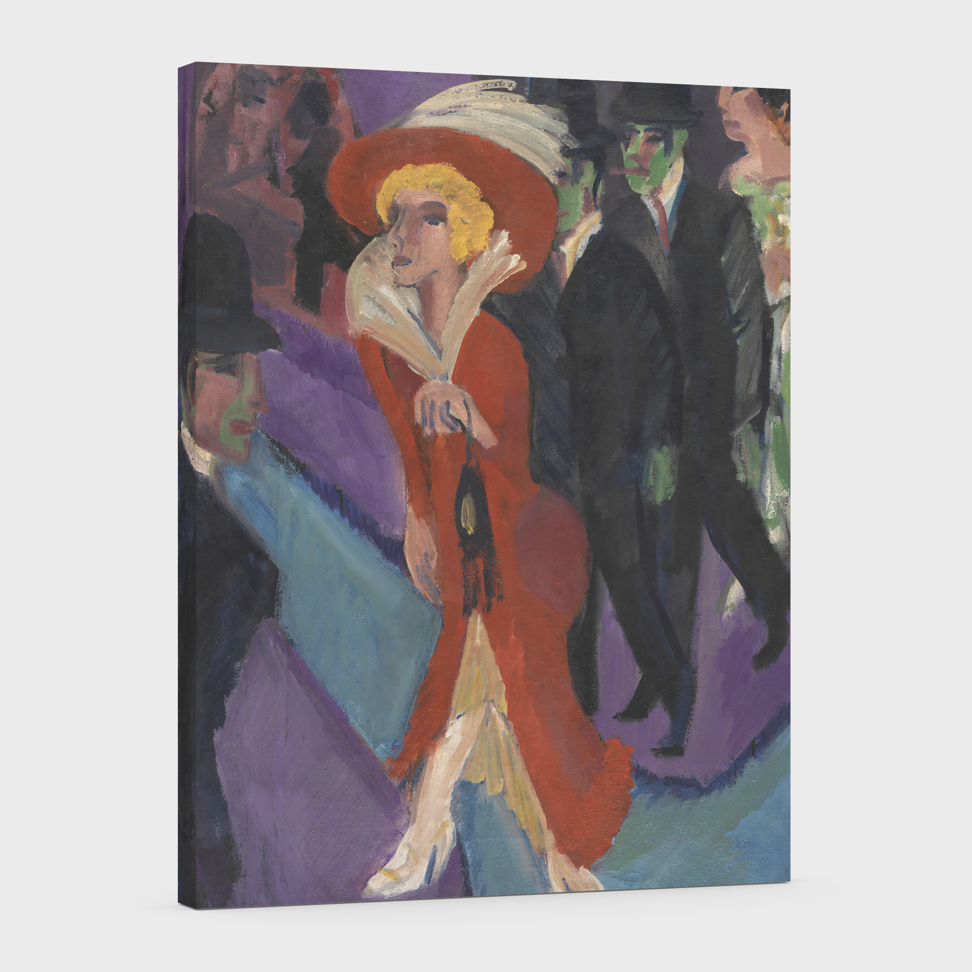 Calle con buscona de rojo -Ernst Ludwig Kirchner - Lienzo premium 430g (calidad de galeria)