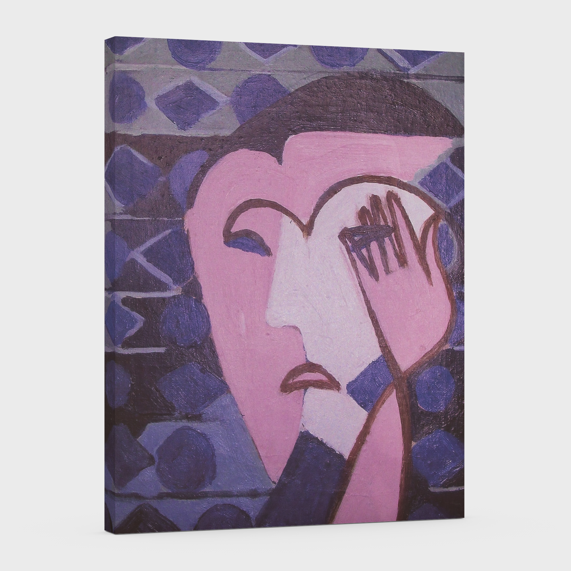 Cabeza de mujer triste -Ernst Ludwig Kirchner - Lienzo premium 430g (calidad de galeria)
