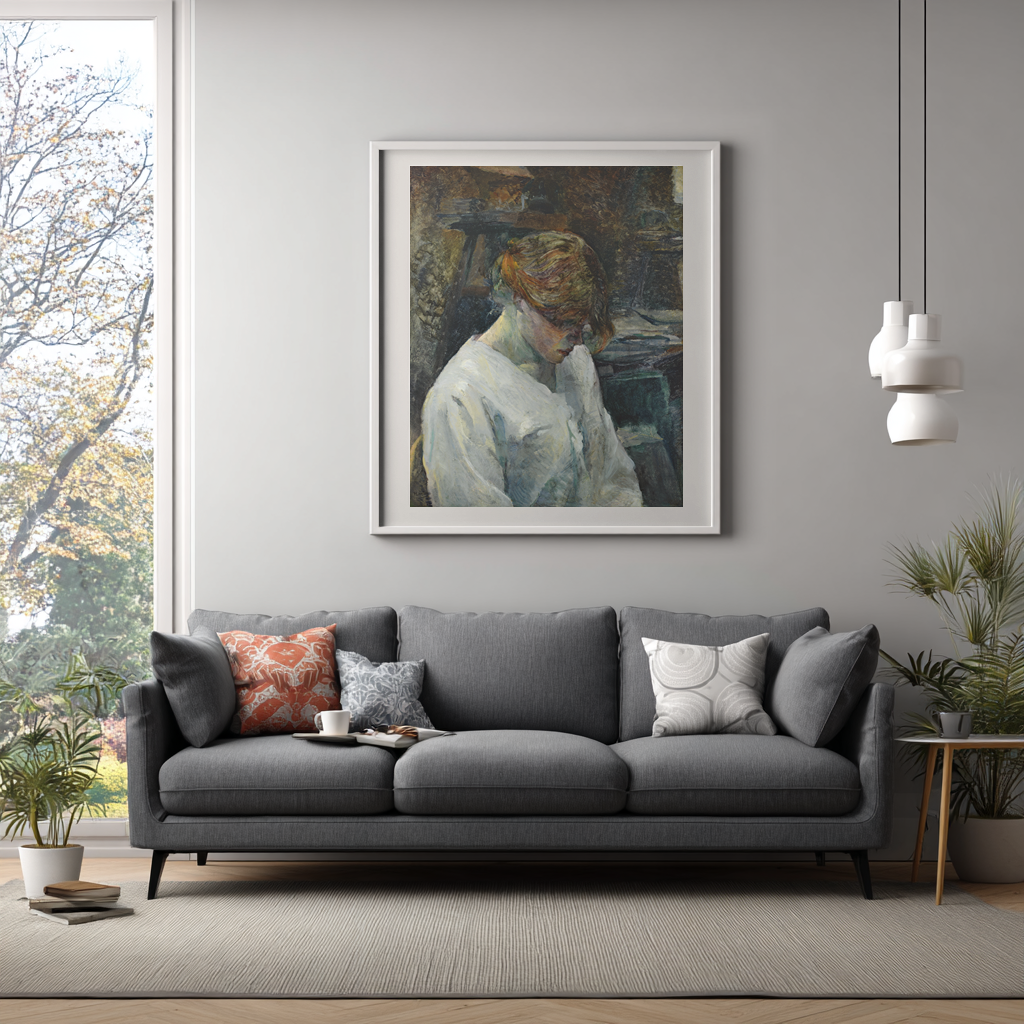 La pelirroja con blusa blanca - Henri de Toulouse-Lautrec - Lienzo premium 430g (calidad de galeria)
