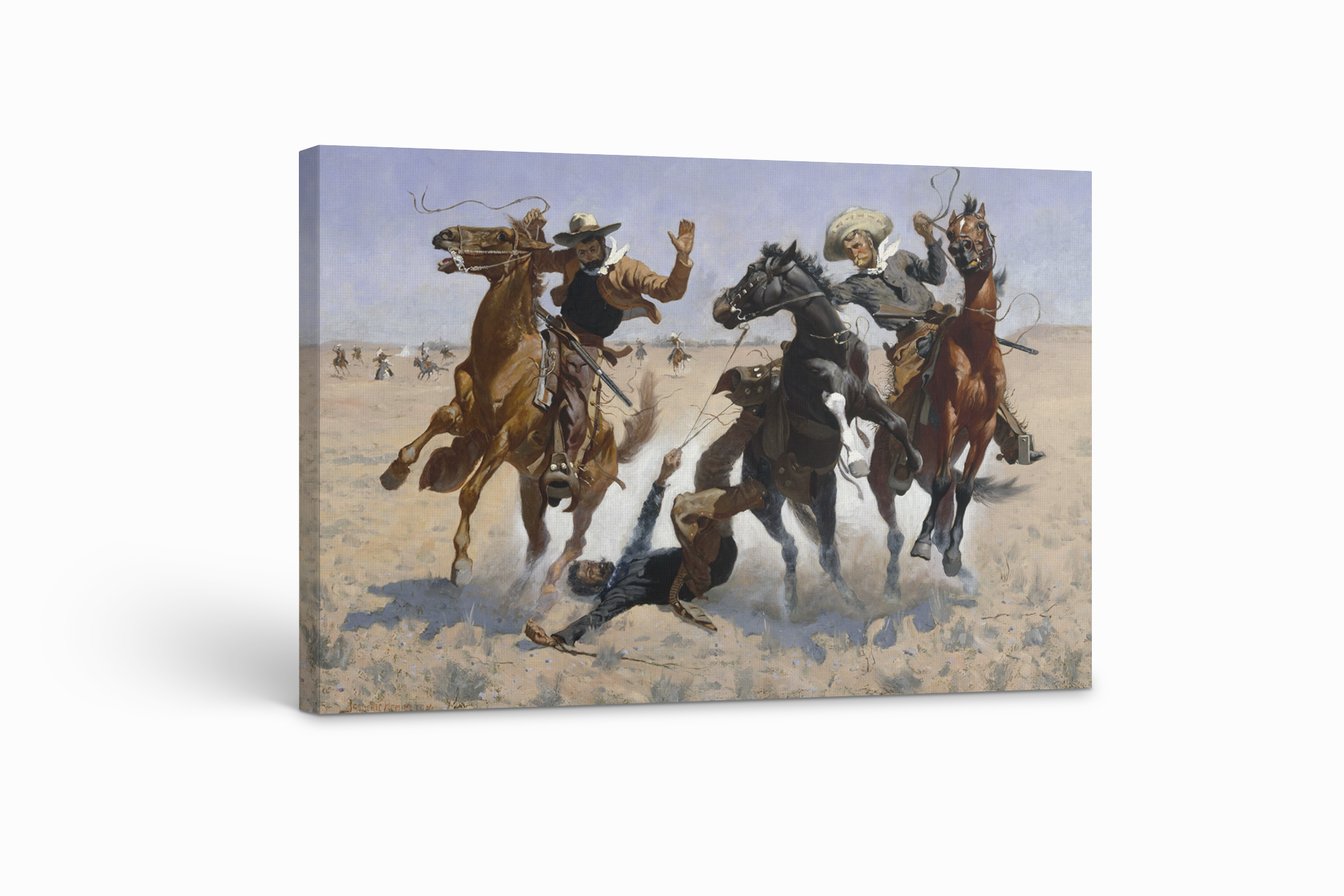 Ayudando a un compañero - Frederic Remington - Lienzo premium 430g (calidad de galeria)