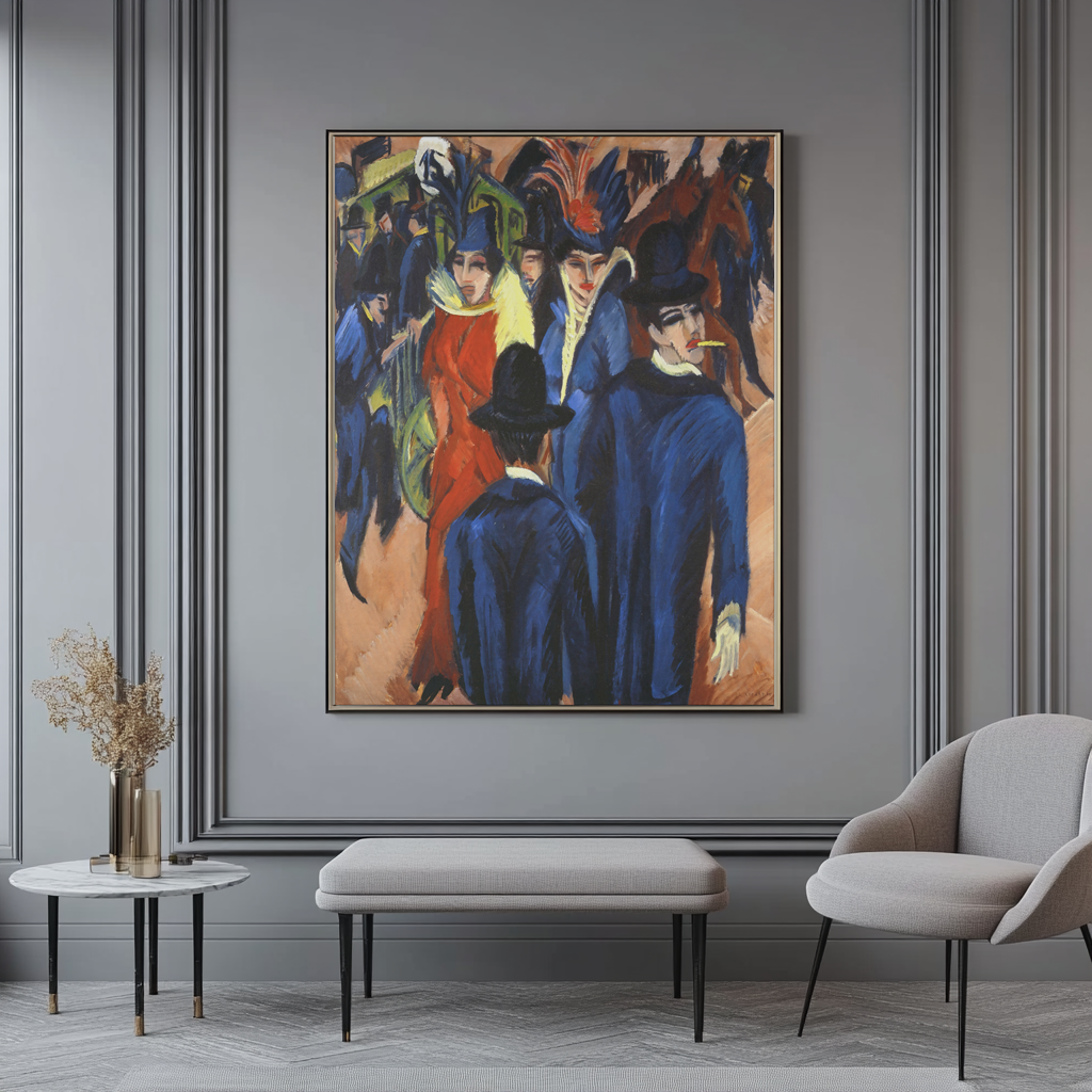 Escena callejera de berlin - Ernst Ludwig Kirchner - Lienzo premium 430g (calidad de galeria)