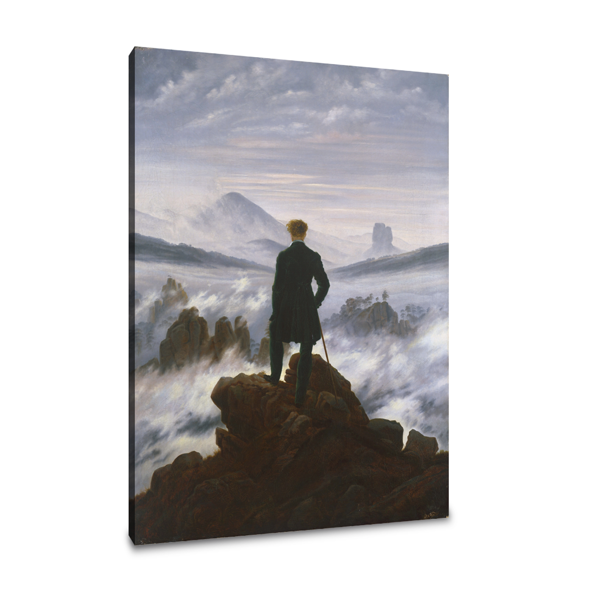 El caminante sobre el mar de niebla - Caspar_David_Friedrich - Lienzo premium 430g (calidad de galeria)