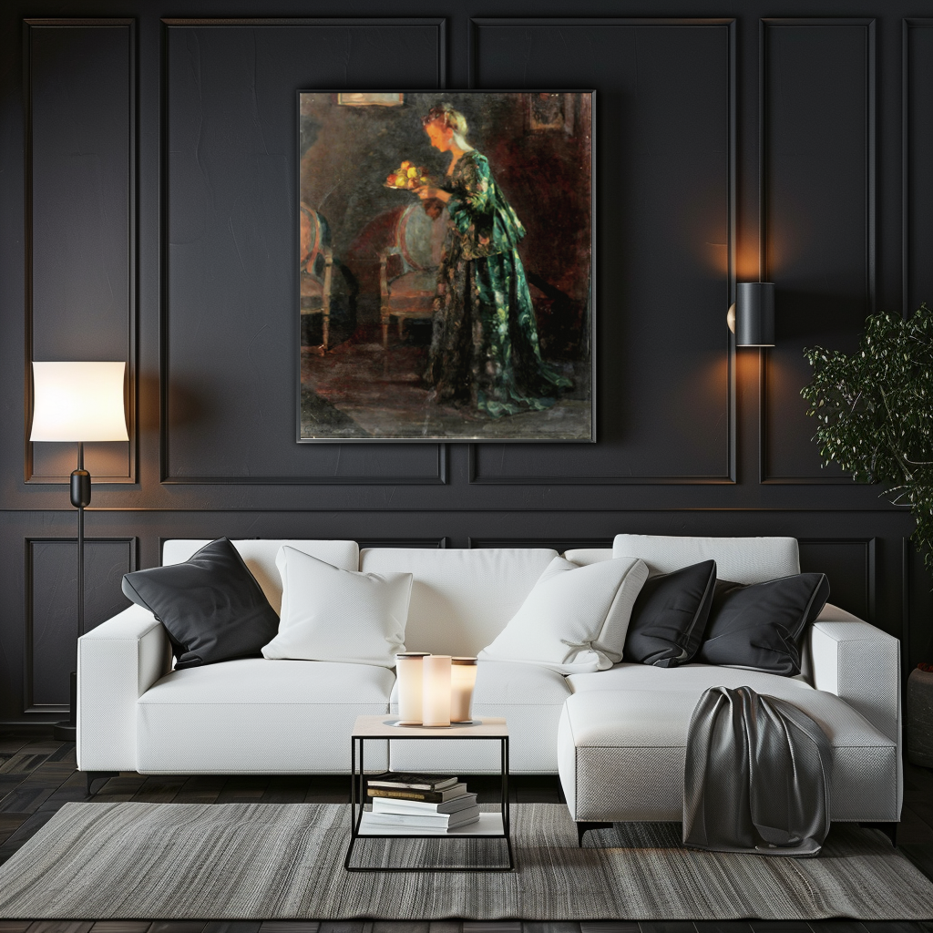 Woman with flowers - Jules-Alexandre Grun - Premium canvas 430g (gallery quality)