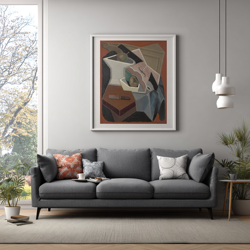 Violin y frutero - Juan gris - Lienzo premium 430g (calidad de galeria)