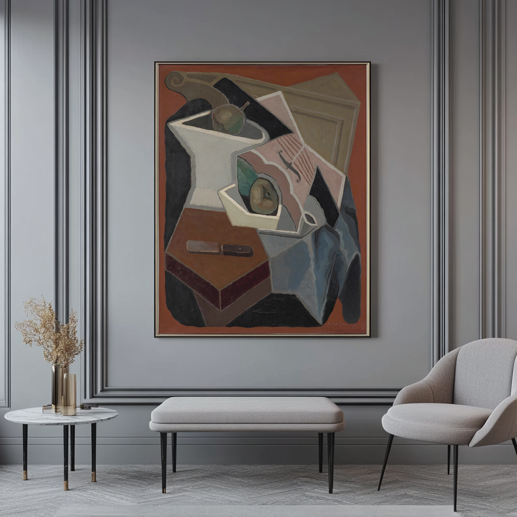Violin y frutero - Juan gris - Lienzo premium 430g (calidad de galeria)