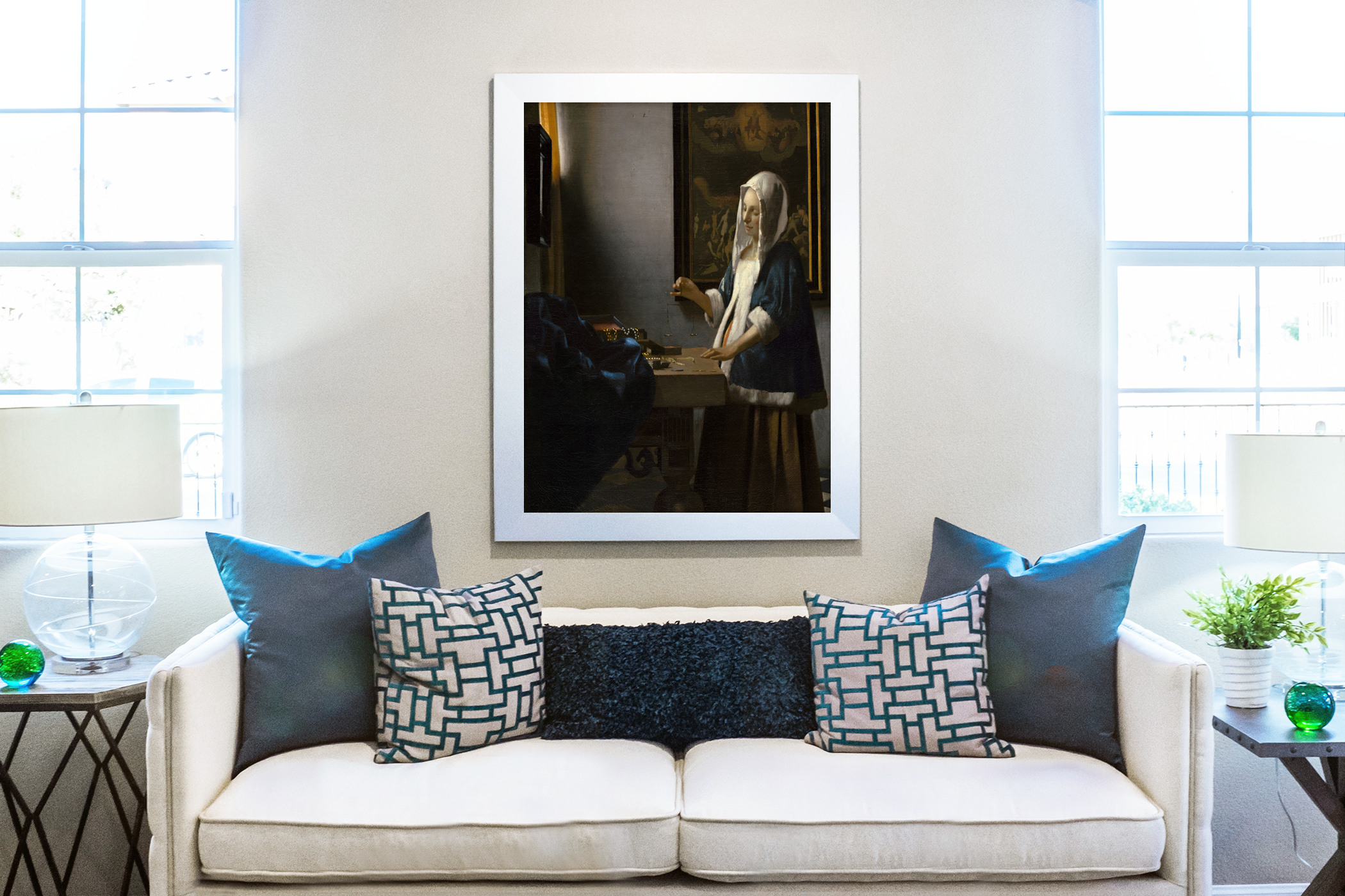 Woman Holding a Balance - Johannes Vermeer - Premium 430g canvas (gallery quality)
