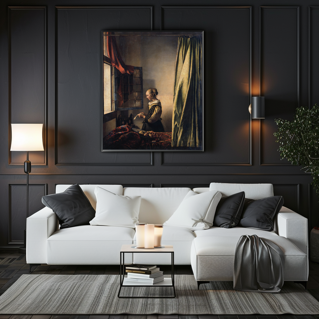 Muchacha leyendo una carta frente a la ventana abierta - Johannes Vermeer - Lienzo premium 430g (calidad de galeria)