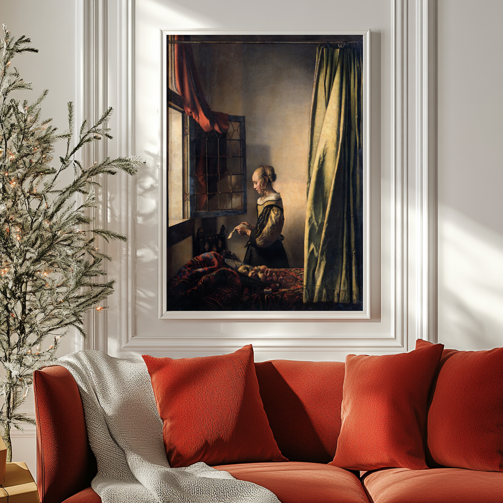 Girl Reading a Letter at an Open Window - Johannes Vermeer - 430g Premium Canvas (Gallery Quality)