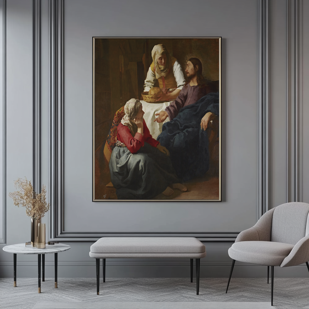 Cristo en casa de marta y maria - Johannes Vermeer - Lienzo premium 430g (calidad de galeria)
