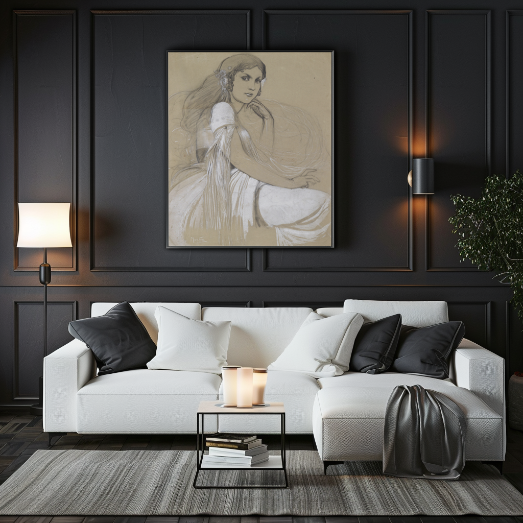 Retrato de jaroslava - Alphonse Mucha - Lienzo premium 430g (calidad de galeria)