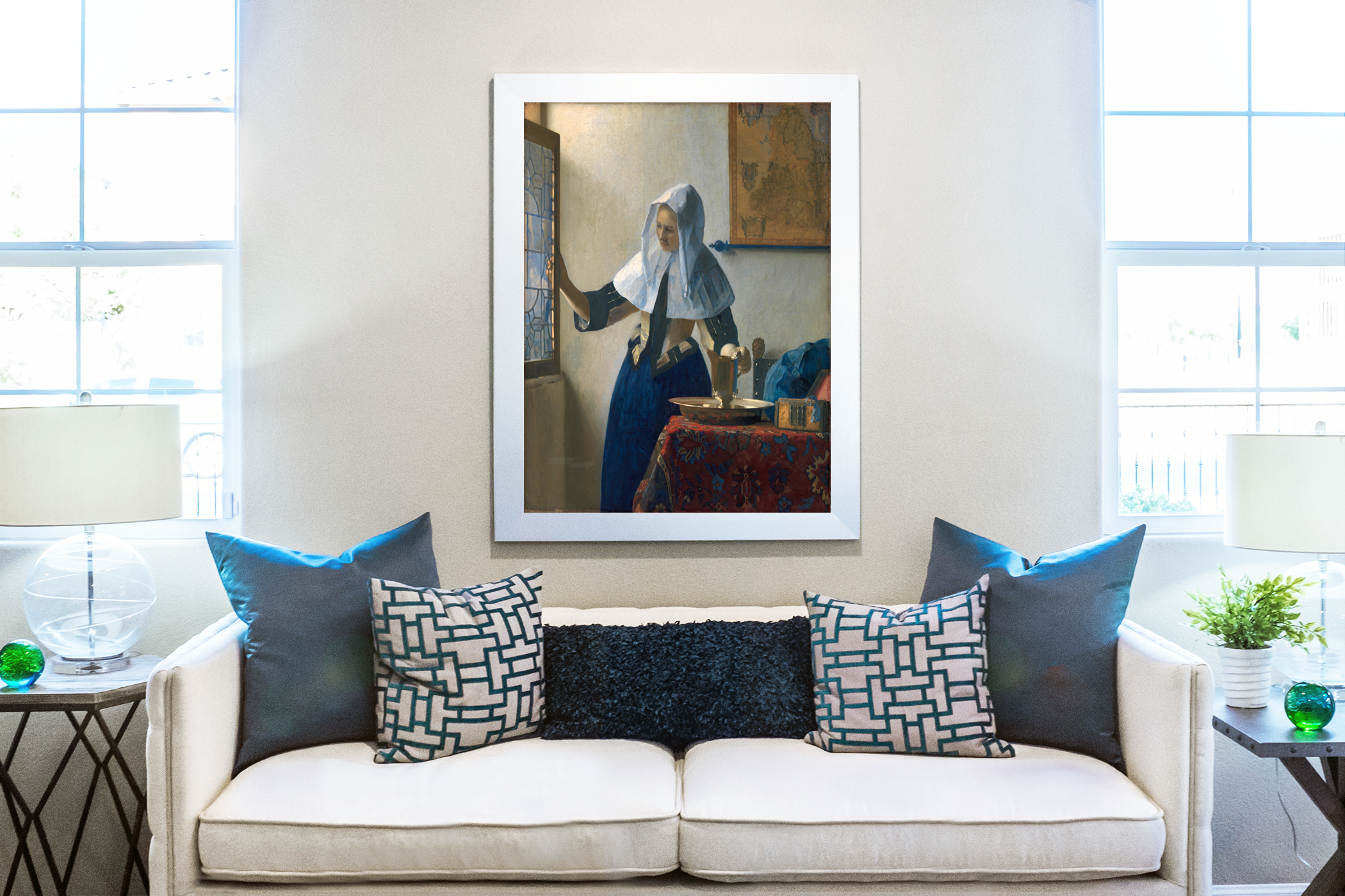 Woman with a Water Jug - Johannes Vermeer - Premium Canvas 430g (gallery quality)