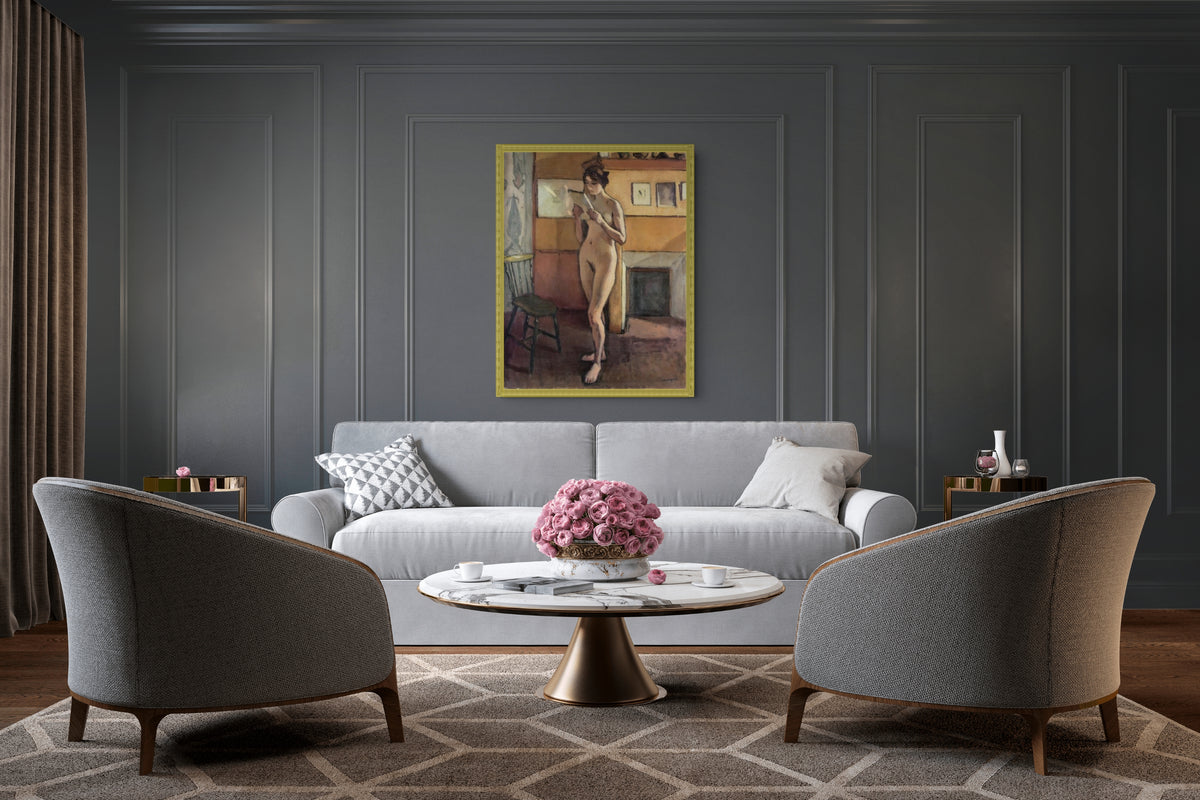 Desnuda junto a la chimenea - Albert Marquet - Lienzo premium 430g (calidad de galeria)