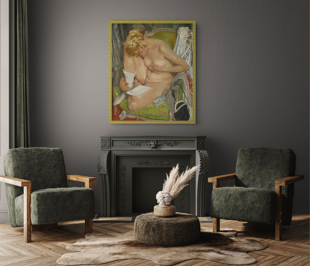 Chica desnuda leyendo - Sir William Orpen - Lienzo premium 430g (calidad de galeria)