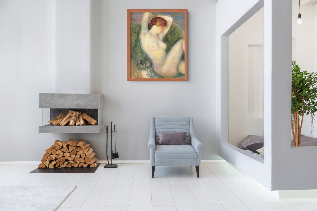 Desnudo en silla verde - William Glackens - Lienzo premium 430g (calidad de galeria)