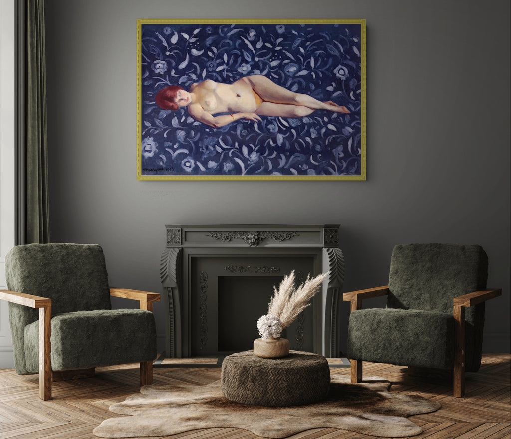 Desnudo sobre fondo azul - Albert Marquet - Lienzo premium 430g (calidad de galeria)