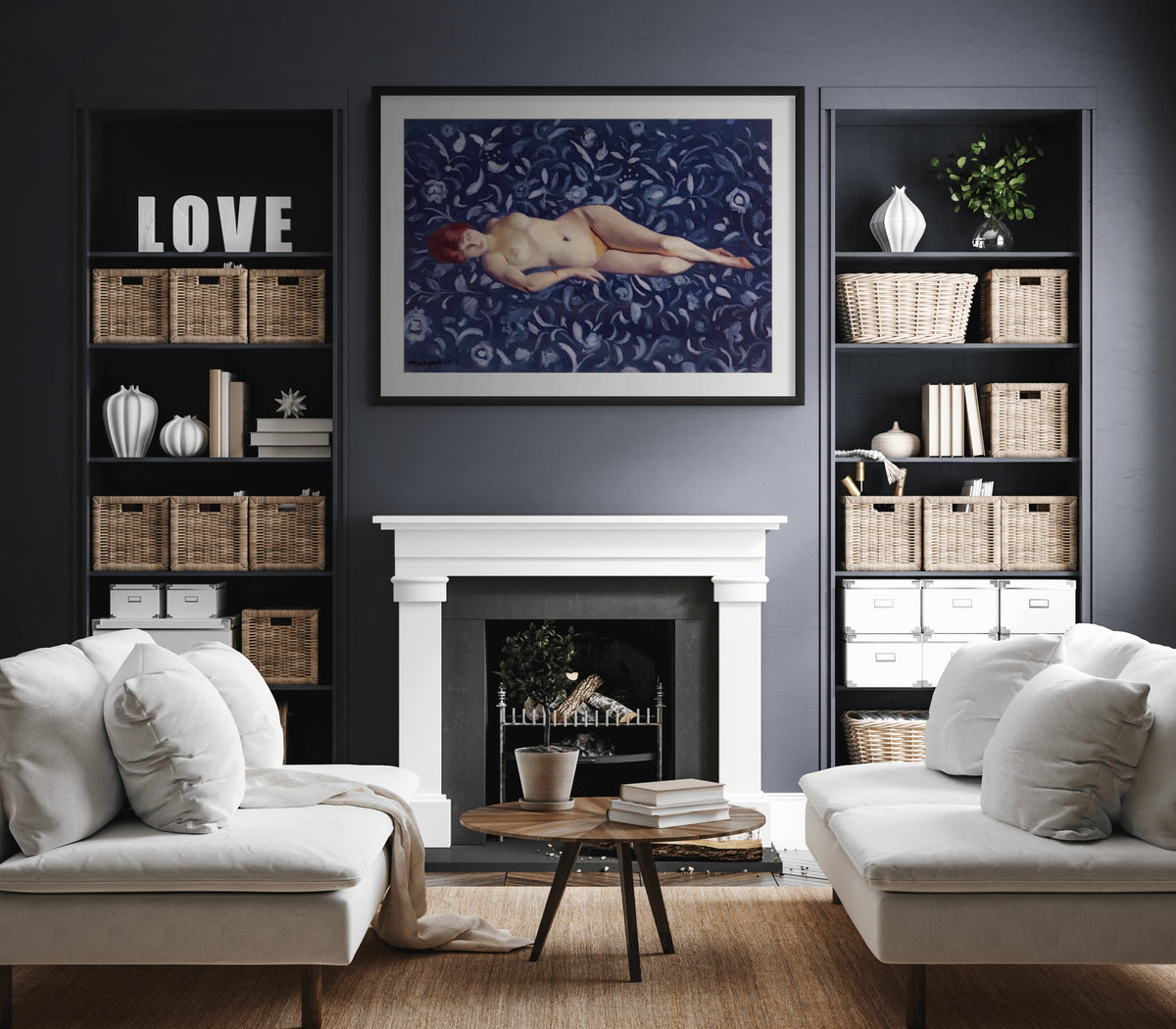 Desnudo sobre fondo azul - Albert Marquet - Lienzo premium 430g (calidad de galeria)