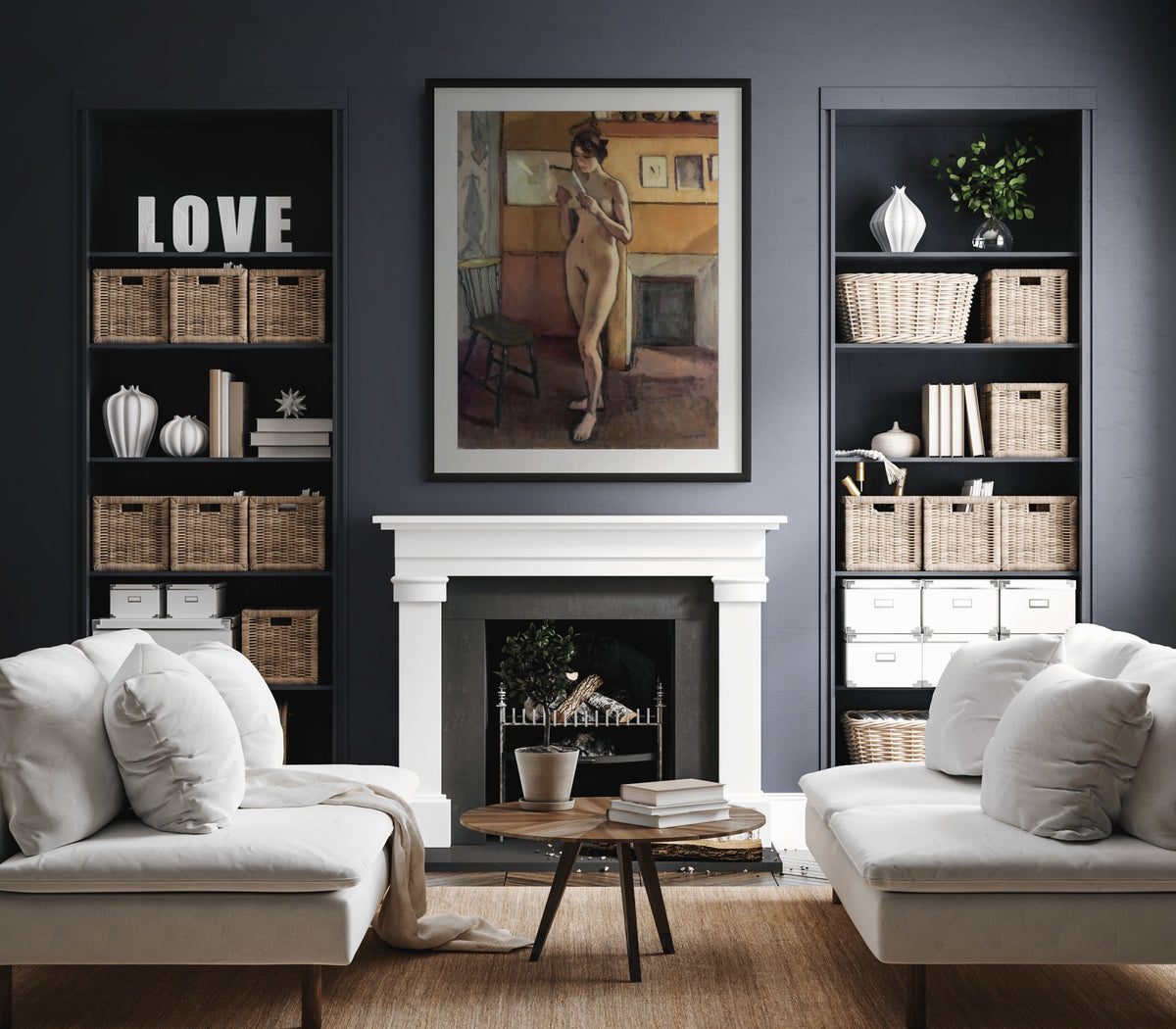 Desnuda junto a la chimenea - Albert Marquet - Lienzo premium 430g (calidad de galeria)