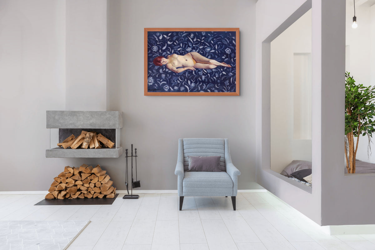 Desnudo sobre fondo azul - Albert Marquet - Lienzo premium 430g (calidad de galeria)