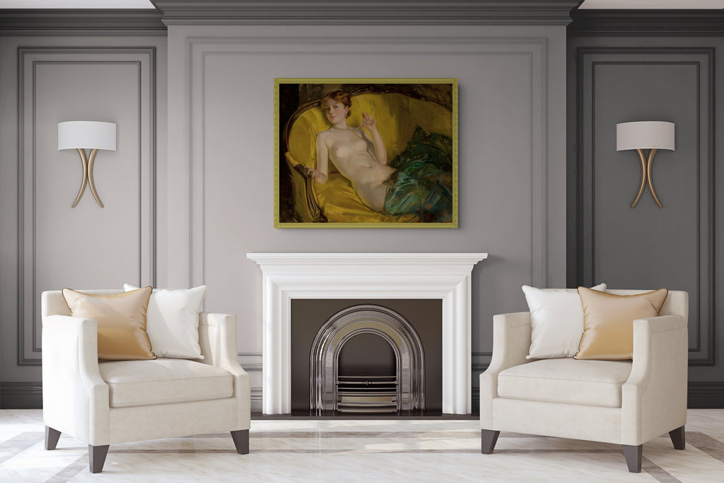Desnudo con perlas - Howard Chandler Christy - Lienzo premium 430g (calidad de galeria)