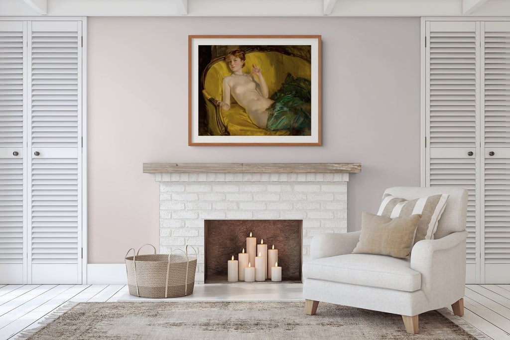 Desnudo con perlas - Howard Chandler Christy - Lienzo premium 430g (calidad de galeria)