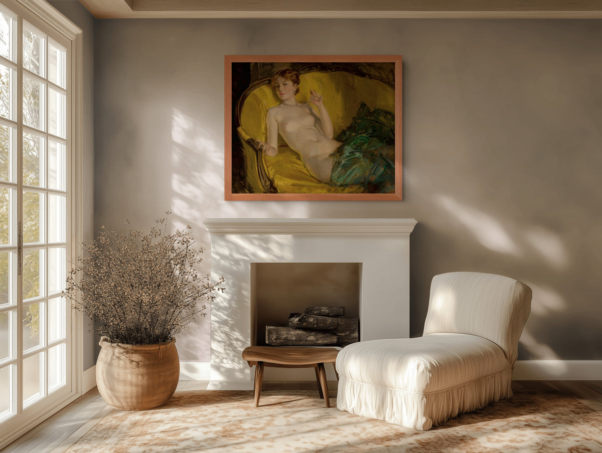 Desnudo con perlas - Howard Chandler Christy - Lienzo premium 430g (calidad de galeria)