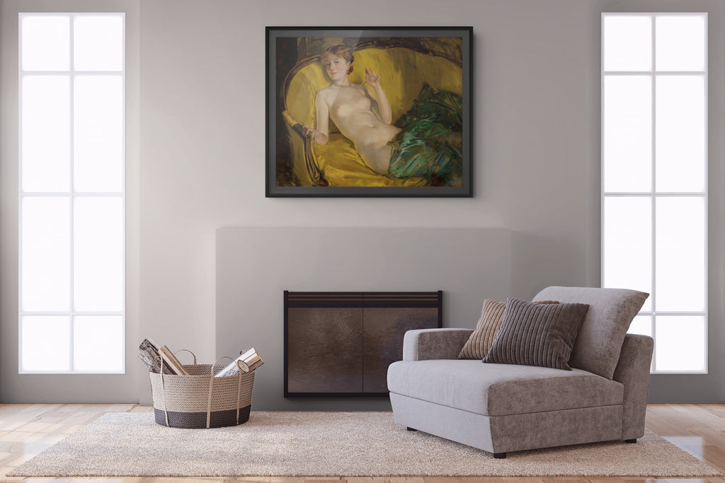 Desnudo con perlas - Howard Chandler Christy - Lienzo premium 430g (calidad de galeria)
