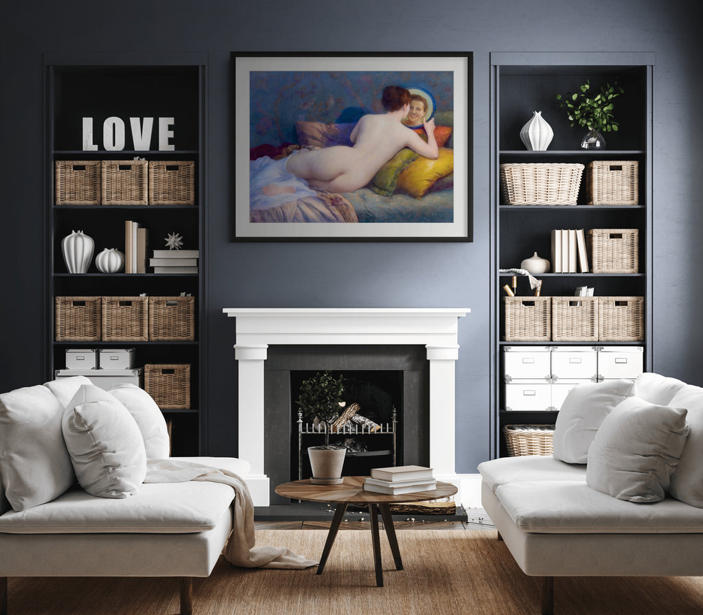 Desnudo con espejo - Jules Scalbert - Lienzo premium 430g (calidad de galeria)