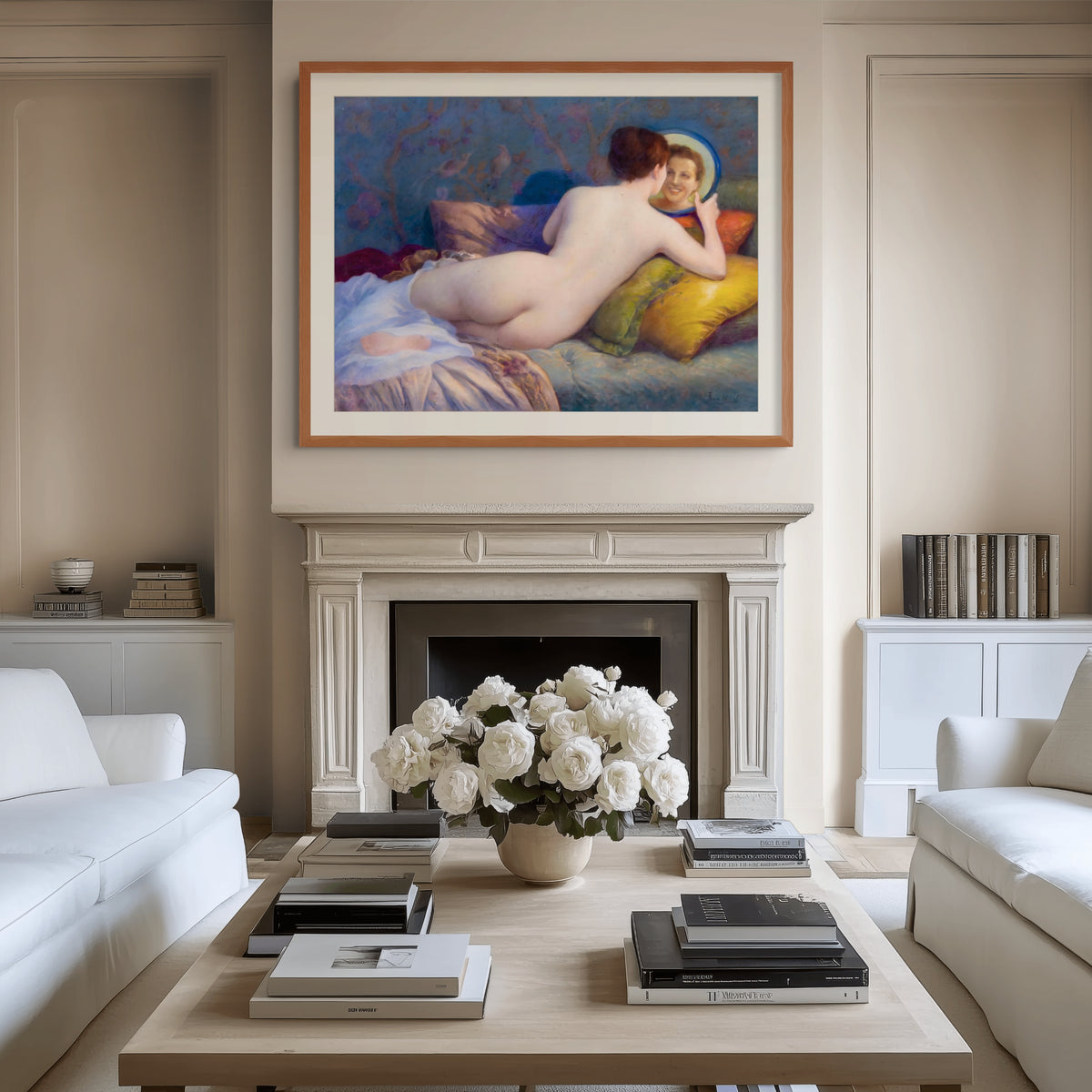 Desnudo con espejo - Jules Scalbert - Lienzo premium 430g (calidad de galeria)