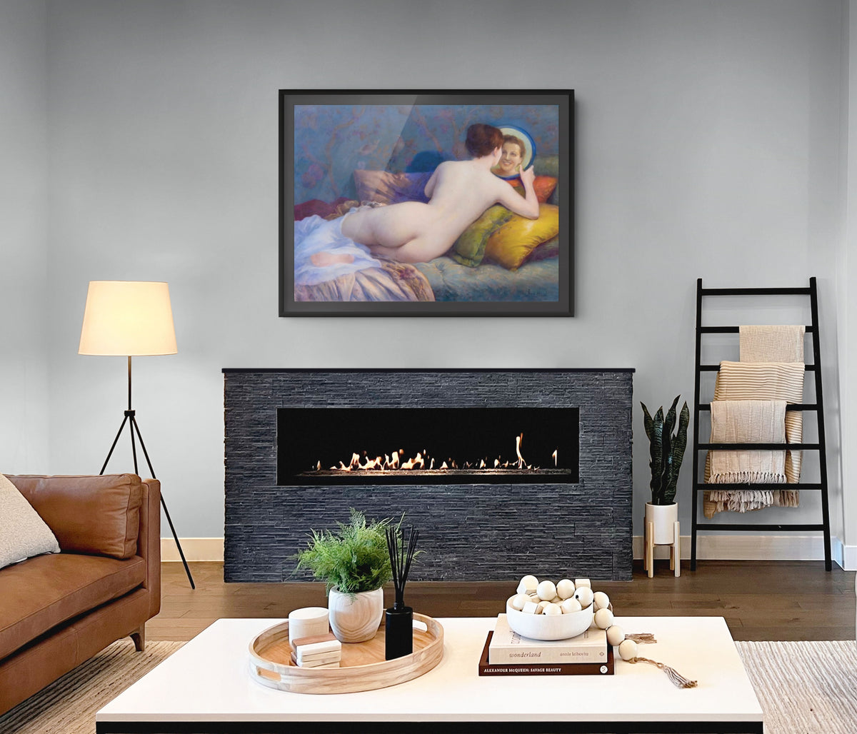 Desnudo con espejo - Jules Scalbert - Lienzo premium 430g (calidad de galeria)