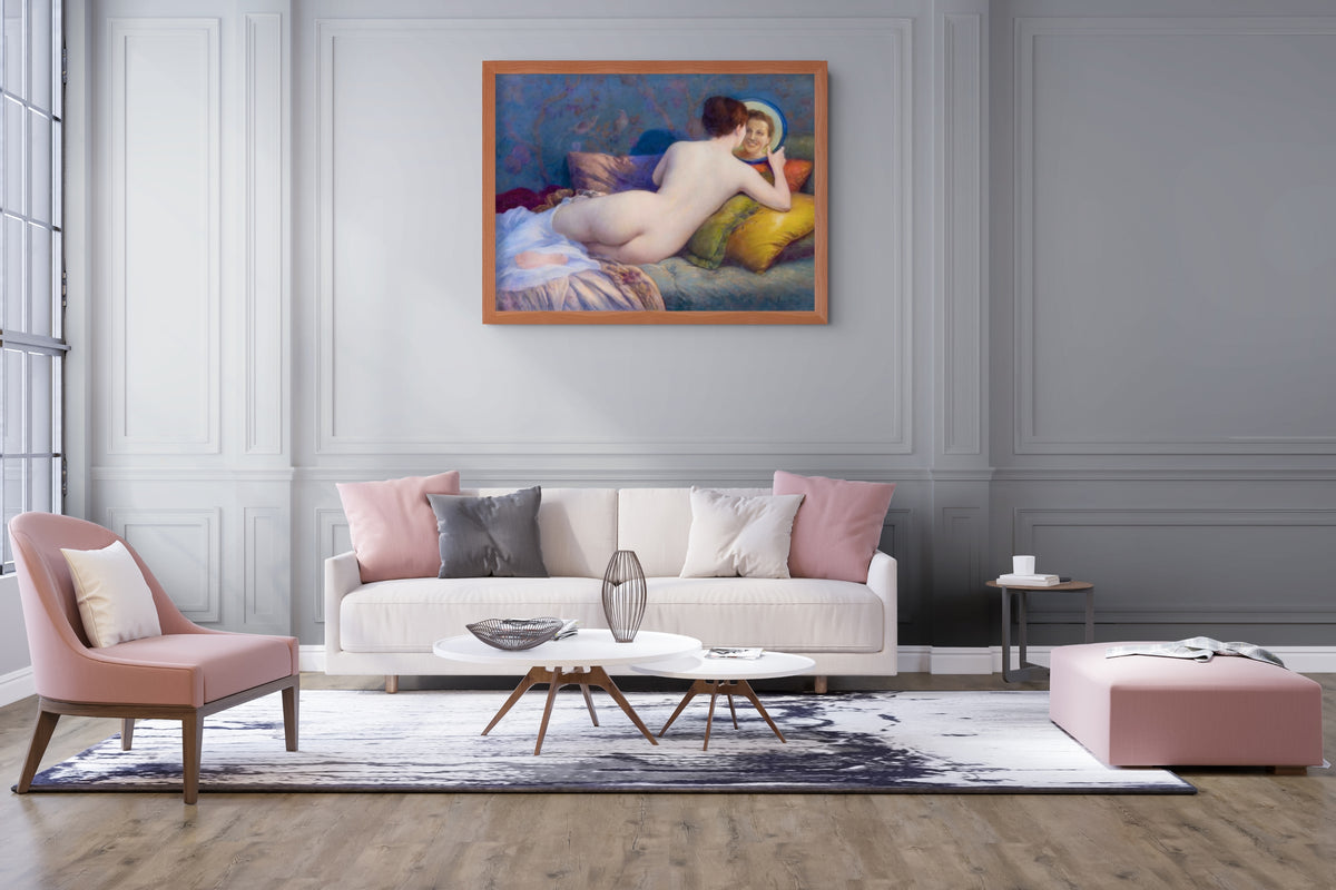 Desnudo con espejo - Jules Scalbert - Lienzo premium 430g (calidad de galeria)