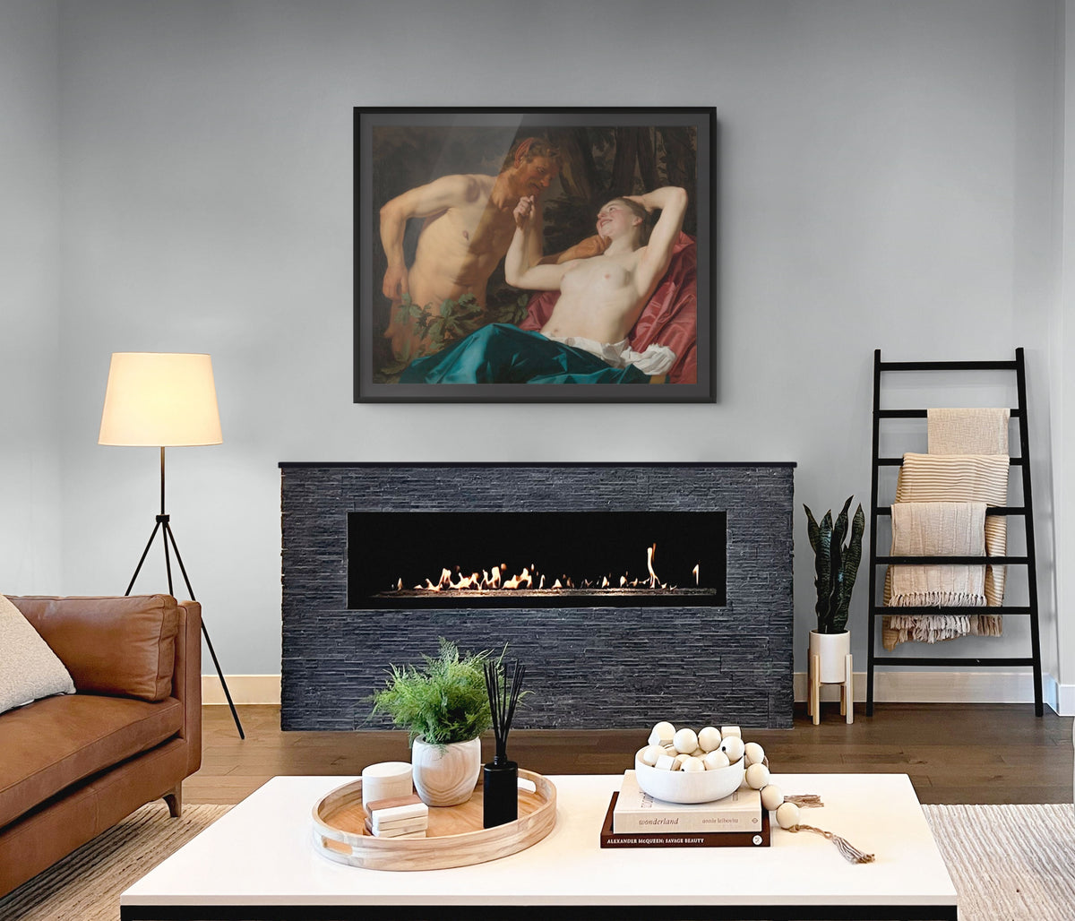 Satiro y ninfa - Gerard van Honthorst - Lienzo premium 430g (calidad de galeria)