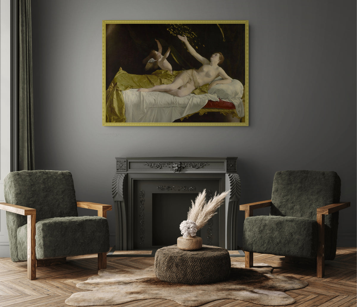 Dánae y la lluvia de oro - Orazio Gentileschi - Lienzo premium 430g (calidad de galeria)