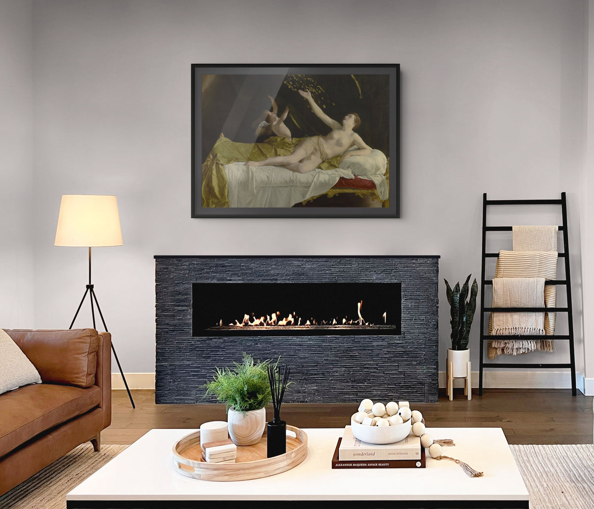 Dánae y la lluvia de oro - Orazio Gentileschi - Lienzo premium 430g (calidad de galeria)