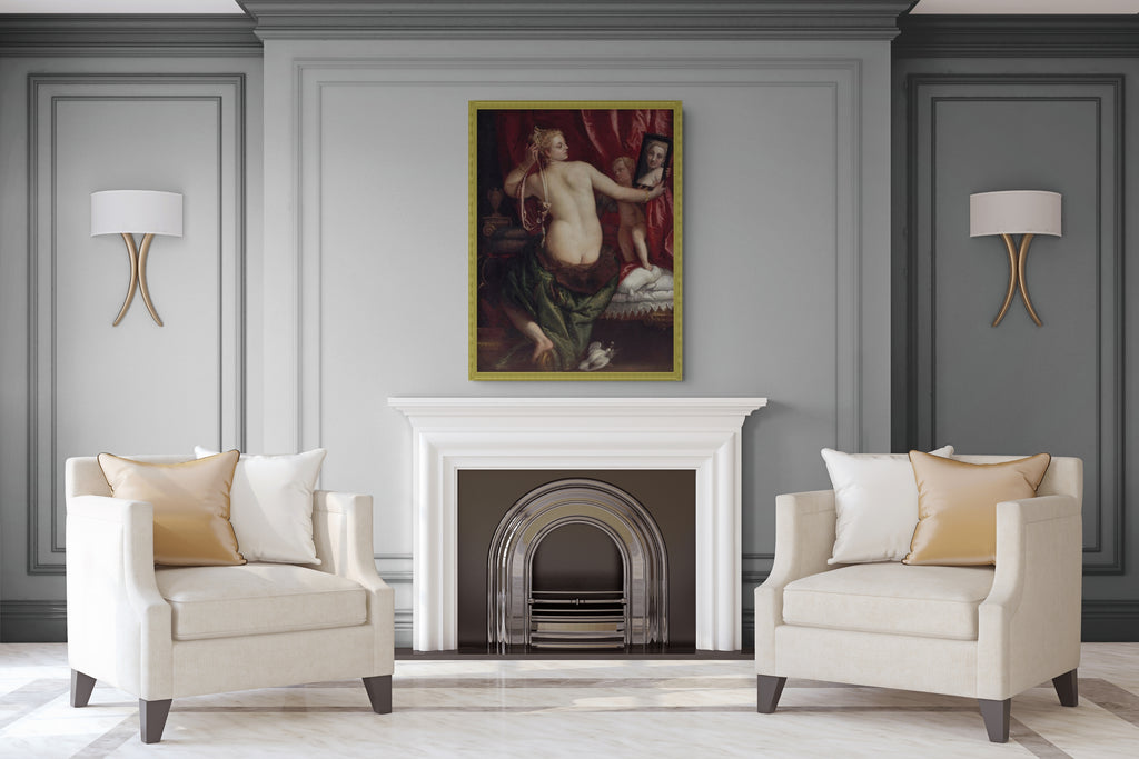 Venus ante el espejo - Paolo Veronese  - Lienzo premium 430g (calidad de galeria)