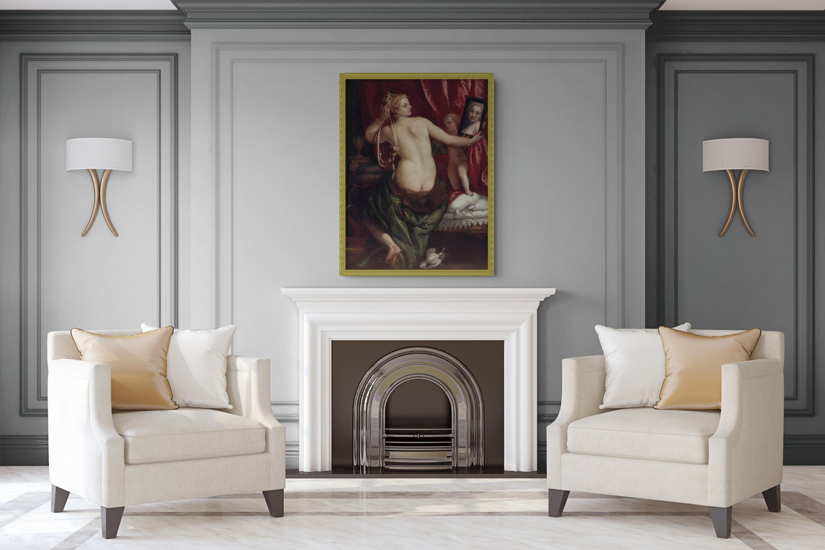 Venus ante el espejo - Paolo Veronese  - Lienzo premium 430g (calidad de galeria)