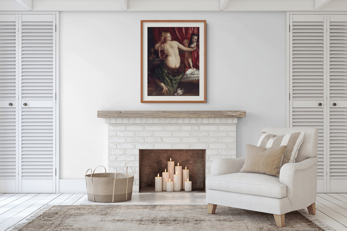 Venus ante el espejo - Paolo Veronese  - Lienzo premium 430g (calidad de galeria)