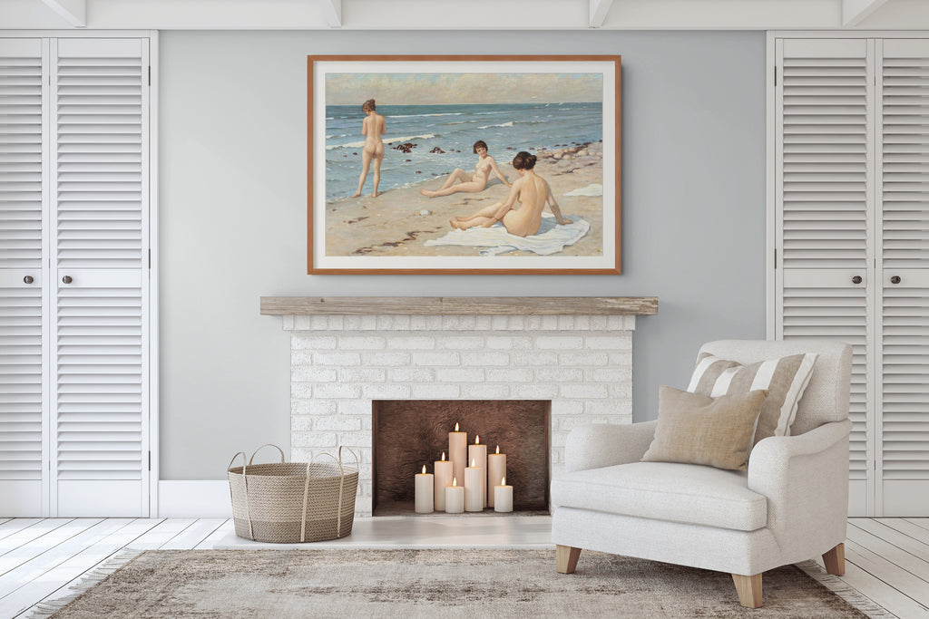 Escena de playa con mujeres bañándose - Paul Gustave Fischer - Lienzo premium 430g (calidad de galeria)
