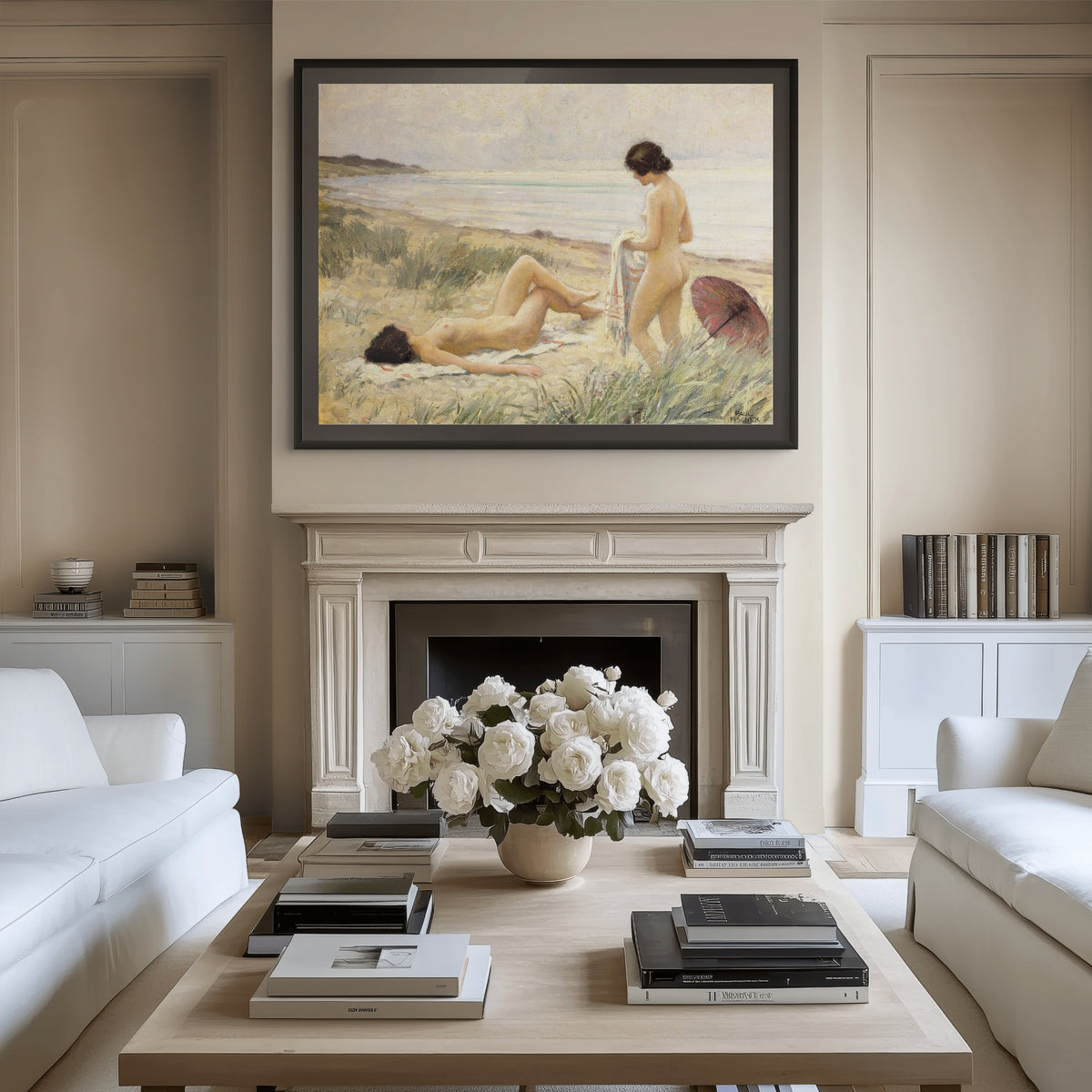 Verano en la playa - Paul Gustave Fischer - Lienzo premium 430g (calidad de galeria)