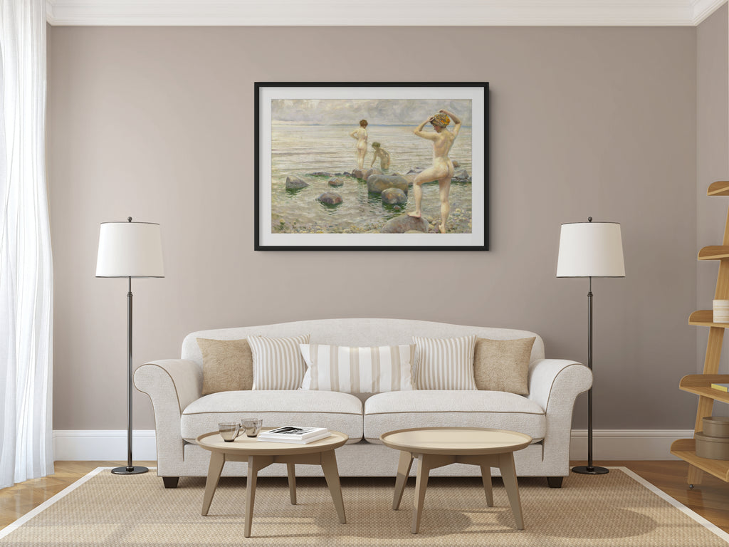 Tres jóvenes bañándose - Paul Gustave Fischer - Lienzo premium 430g (calidad de galeria)