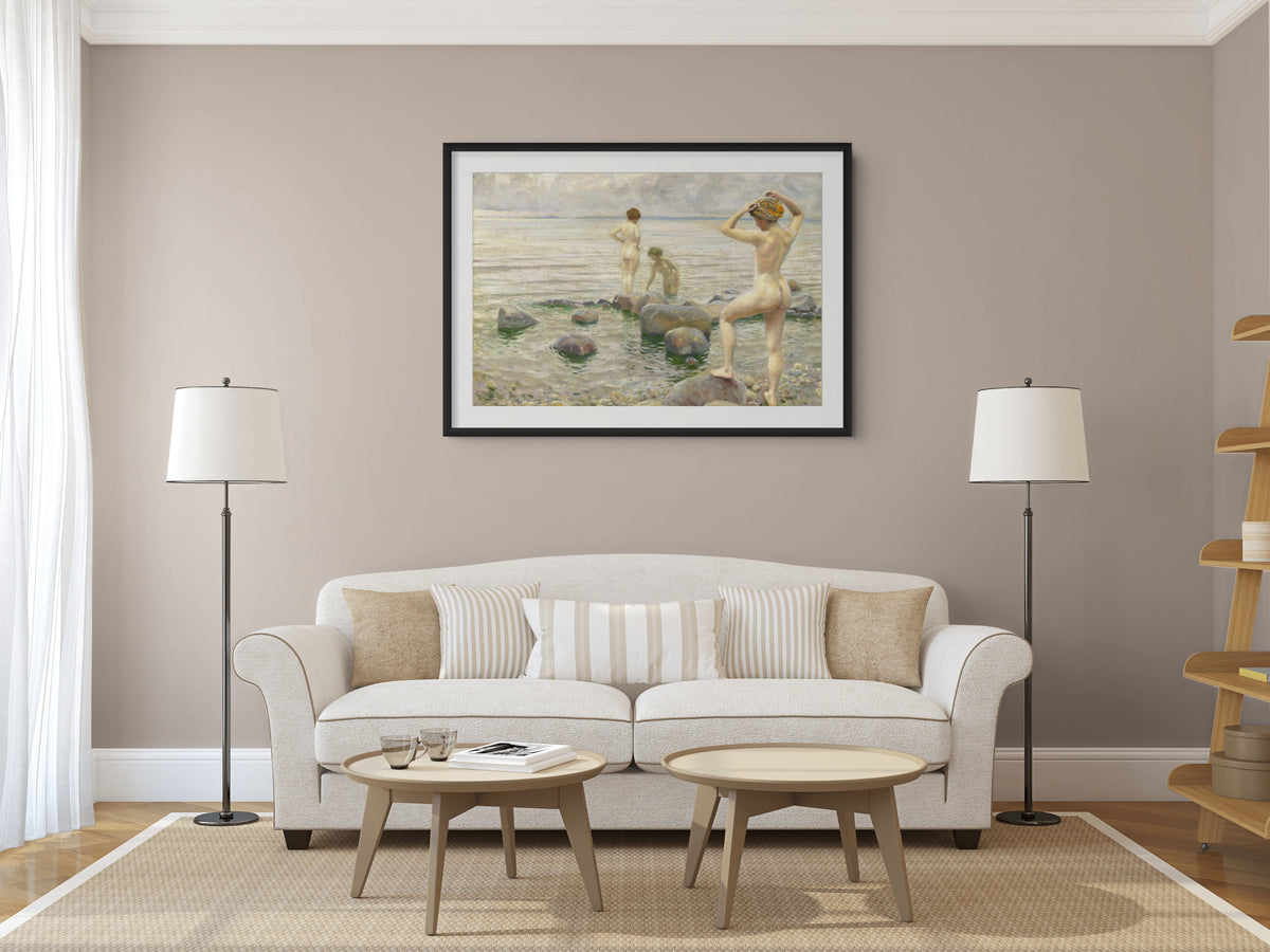 Tres jóvenes bañándose - Paul Gustave Fischer - Lienzo premium 430g (calidad de galeria)