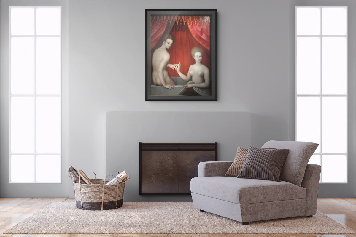 Gabrielle d'Estrées y una de sus hermanas - Segunda Escuela de Fontainebleau - Lienzo premium 430g (calidad de galeria)