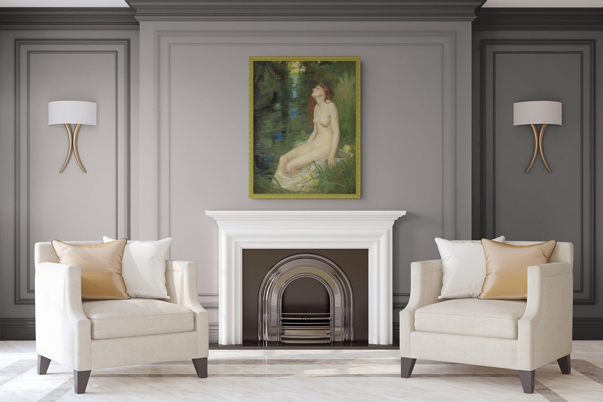 Una ninfa junto a un estanque - Reginald Grenville Eves - Lienzo premium 430g (calidad de galeria)