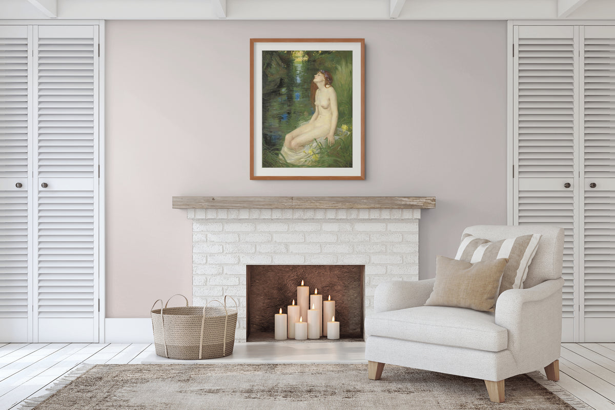Una ninfa junto a un estanque - Reginald Grenville Eves - Lienzo premium 430g (calidad de galeria)