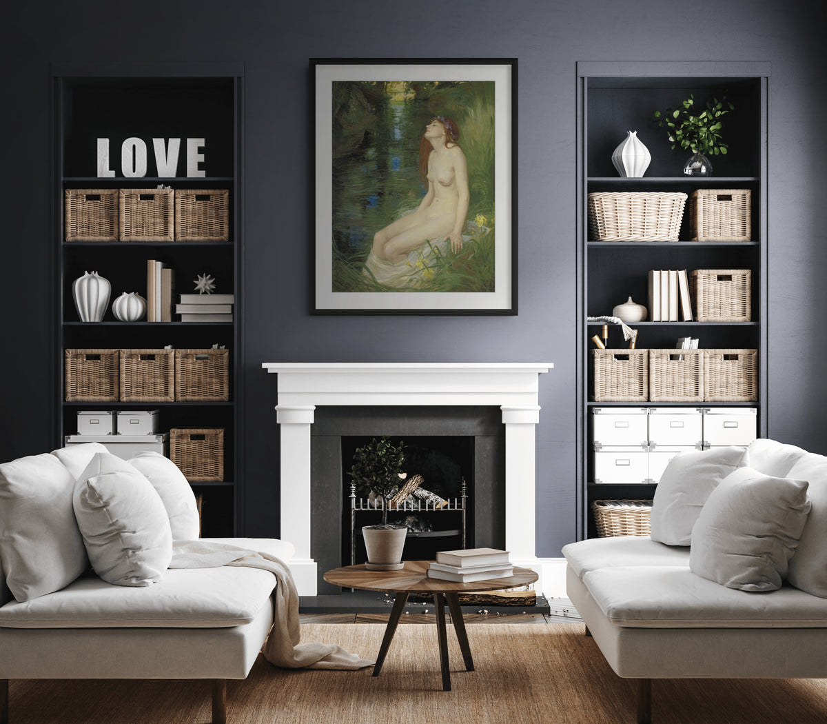 Una ninfa junto a un estanque - Reginald Grenville Eves - Lienzo premium 430g (calidad de galeria)