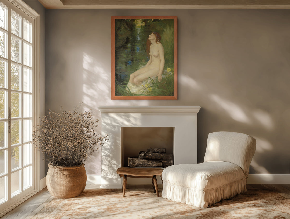 Una ninfa junto a un estanque - Reginald Grenville Eves - Lienzo premium 430g (calidad de galeria)