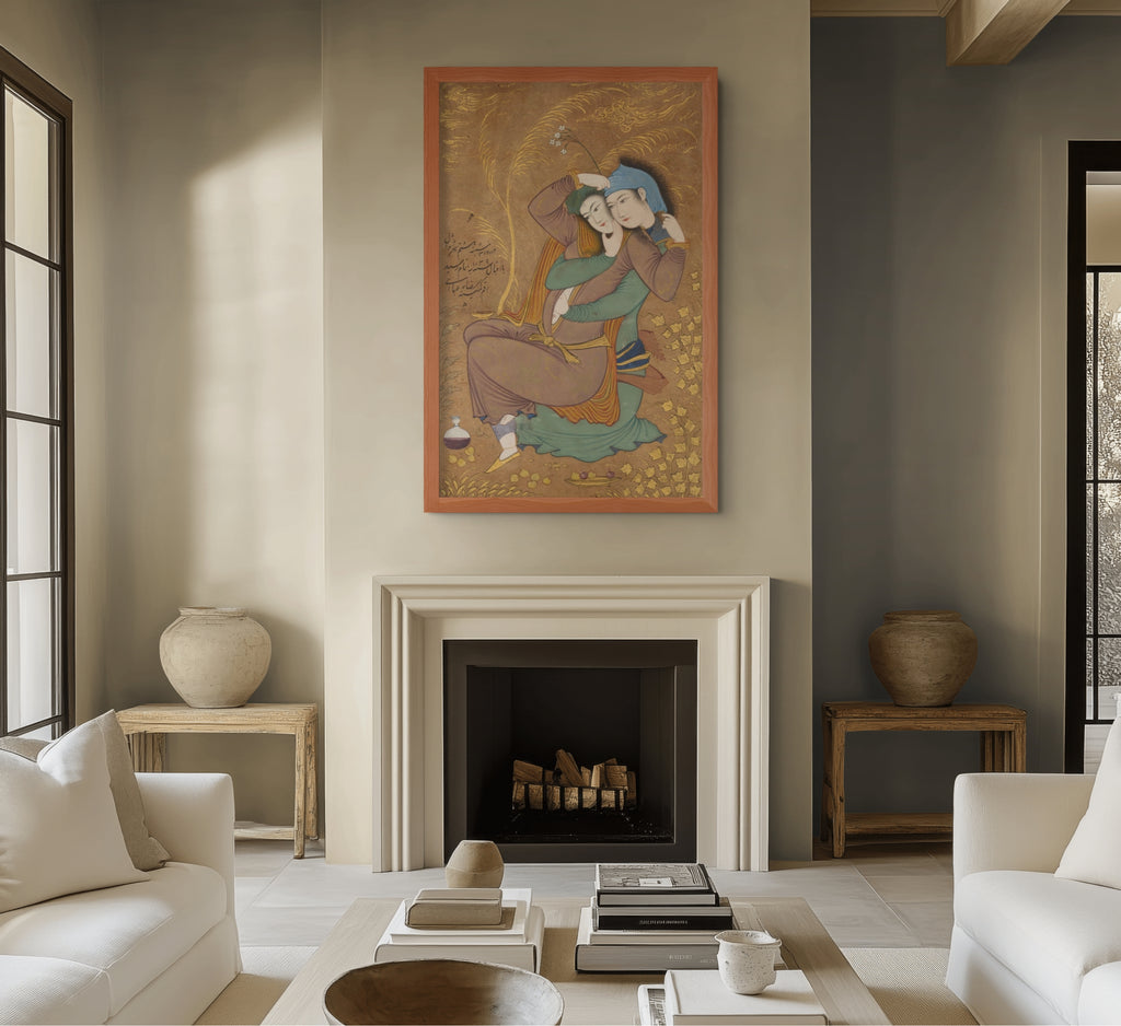Los amantes - Reza Abbasi - Lienzo premium 430g (calidad de galeria)