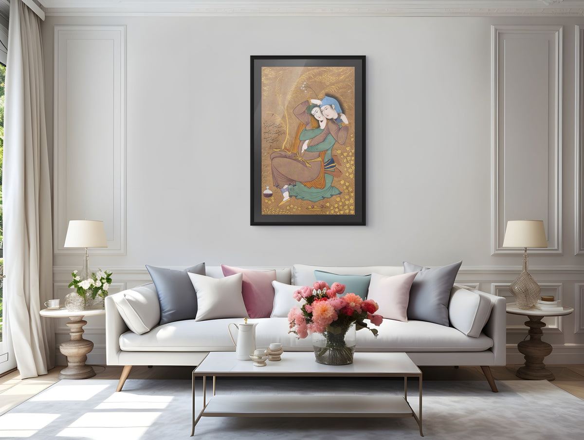 Los amantes - Reza Abbasi - Lienzo premium 430g (calidad de galeria)