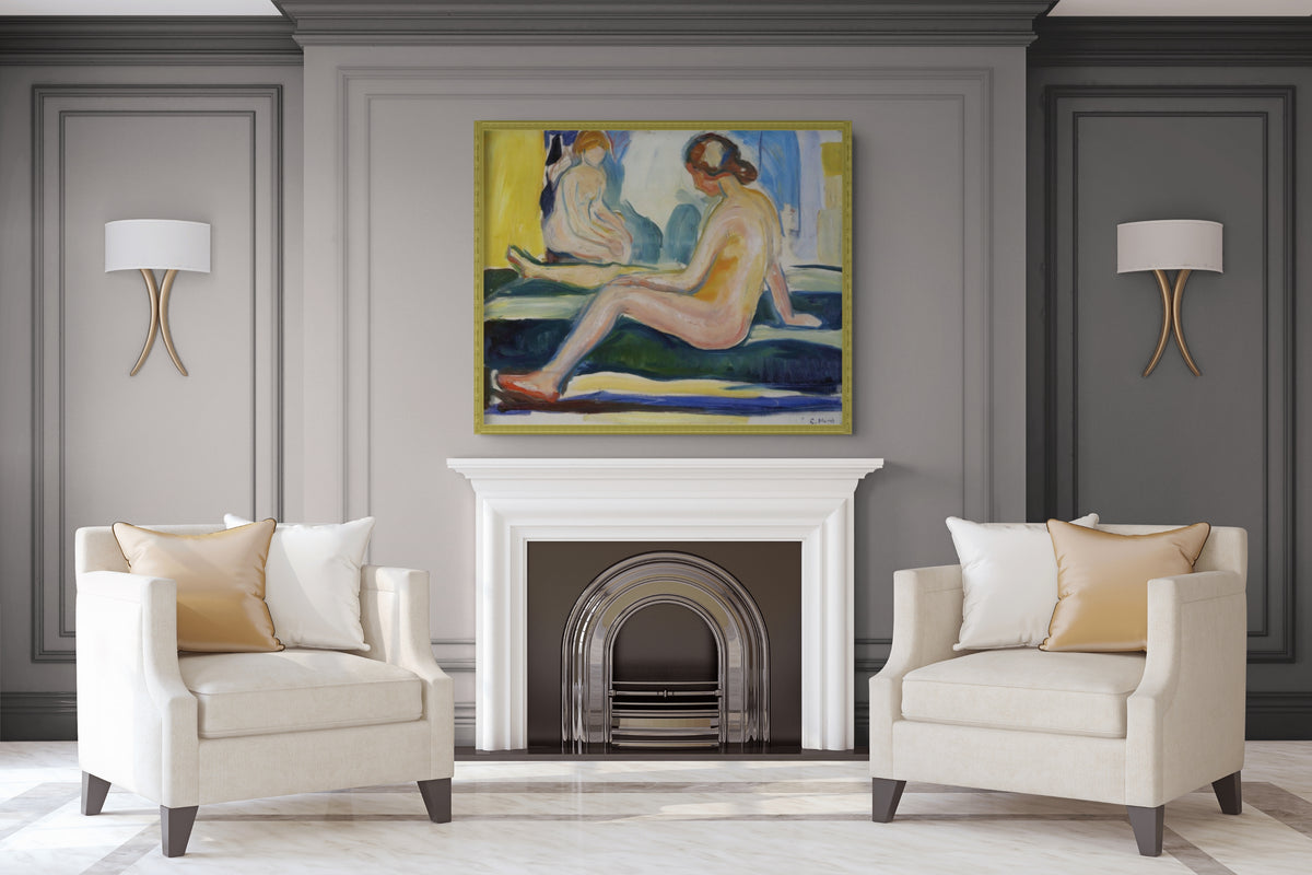 Desnudos femeninos sentados - Edvard Munch - Lienzo premium 430g (calidad de galeria)